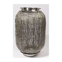 27.25'' Beach Day Contemporary Chic Extra Large Wire Woven Hurricane Pillar Candle Holder