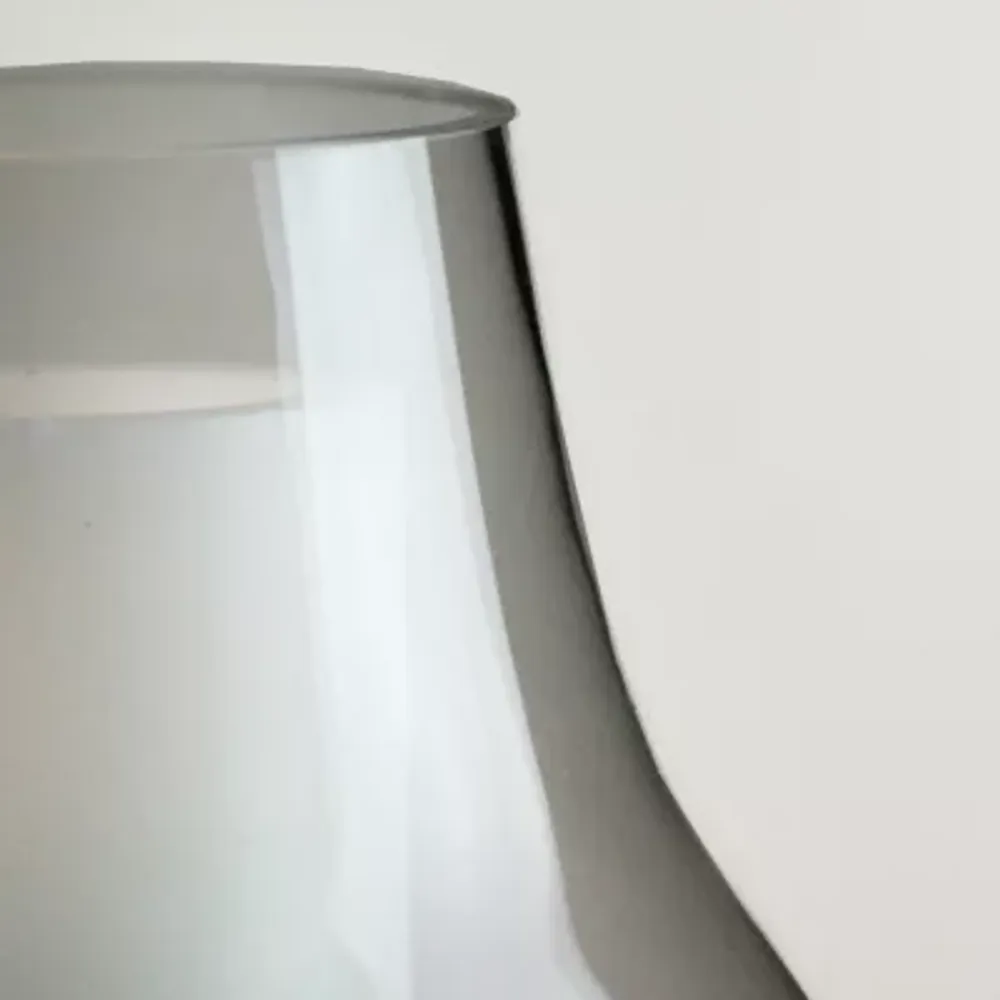 10.25'' Transparent Glass Pillar Candle Holder with Wooden Base