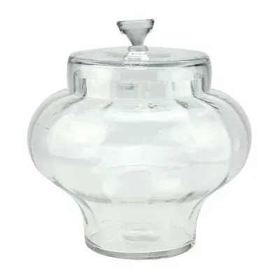 11'' Clear Transparent Segmented Glass Container with Lid