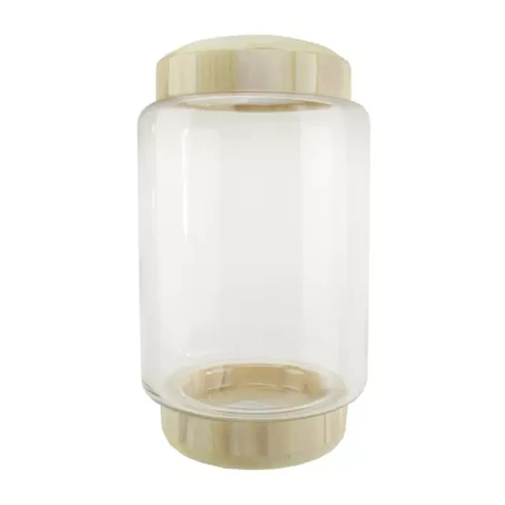 13.5'' Clear and Beige Round Container with Base