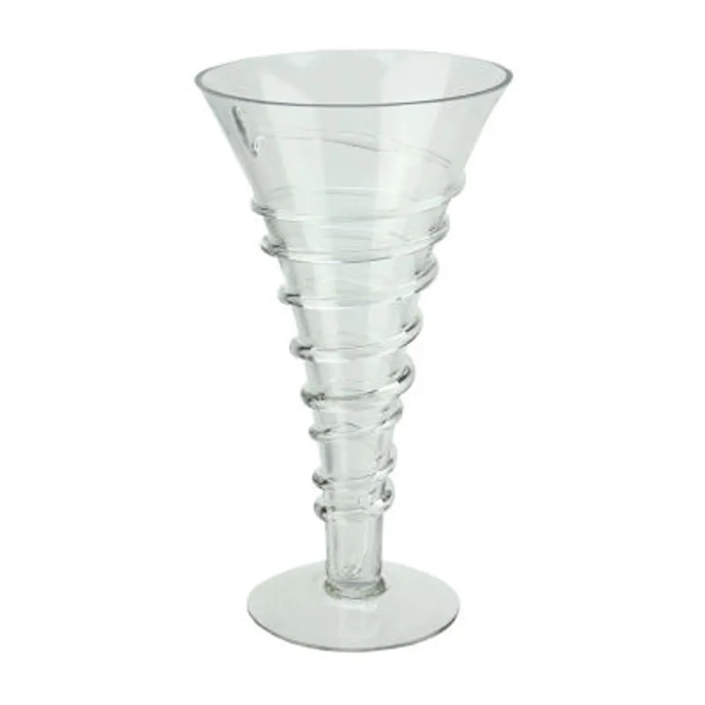 15.75'' Clear Transparent Spiral Glass Trumpet Vase