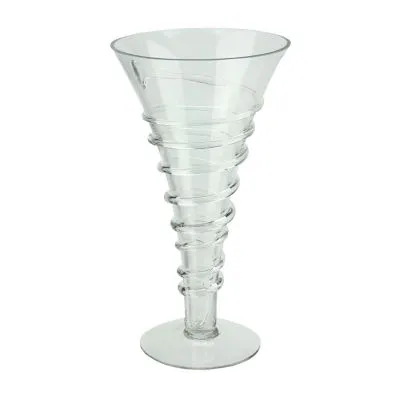 15.75'' Clear Transparent Spiral Glass Trumpet Vase
