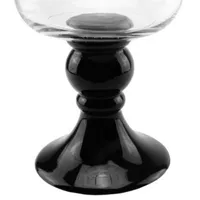 17.75'' Transparent and Jet Black Glass Pedestal Pillar Candle Holder