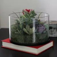 8'' Artificial Mixed Succulent Arrangement in Round Glass Jar