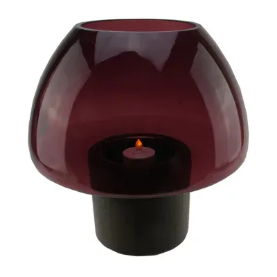 9.75'' Purple and Black Transparent Byzantium Candle Holder with Base