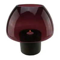 9.75'' Purple and Black Transparent Byzantium Candle Holder with Base