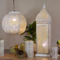 30.5'' White and Gold Moroccan Style Lantern Floor Lamp