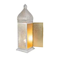 30.5'' White and Gold Moroccan Style Lantern Floor Lamp