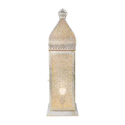 30.5'' White and Gold Moroccan Style Lantern Floor Lamp