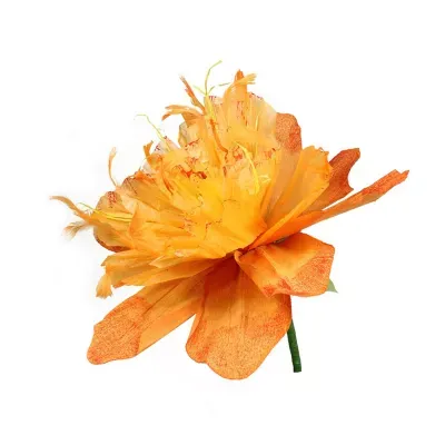26'' Orange and Green Spring Floral Artificial Craft Stem