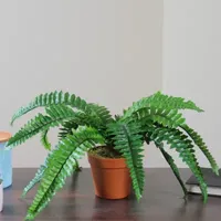 15.75'' Potted Artificial Long Green Boston Fern Plant