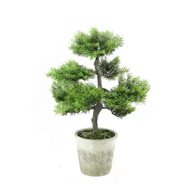 20.25'' Green Artificial Japanese Bonsai Tree in Distressed Finish Pot