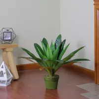 22'' Potted Artificial Green and Brown Bird Nest Fern Plant