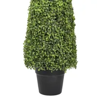 45'' Two Tone Green Triangular Artificial Boxwood Topiary Potted Tree - Unlit