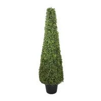 45'' Two Tone Green Triangular Artificial Boxwood Topiary Potted Tree - Unlit