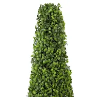 45'' Two Tone Green Triangular Artificial Boxwood Topiary Potted Tree - Unlit