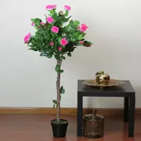 47'' Potted Green and Pink Artificial Rose Tree