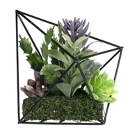 6.75'' Artificial Succulents Arrangement in Diamond Metal Wire Frame