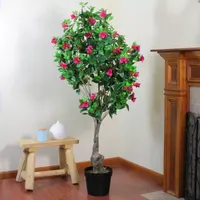 74.5'' Pink and Red Potted Artificial Bougainvillea Tree