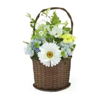 14.5'' Blue and White Mixed Flower Artificial Spring Floral Arrangement with Basket
