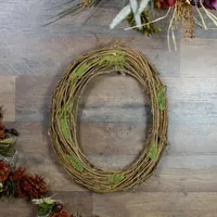 Natural Grapevine and Twig Oval Spring Wreath with Moss  15.5-Inch  Unlit