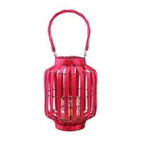 20'' Tropicalia Blush Red Cabana Tiki Bar Votive Candle Holder Lantern