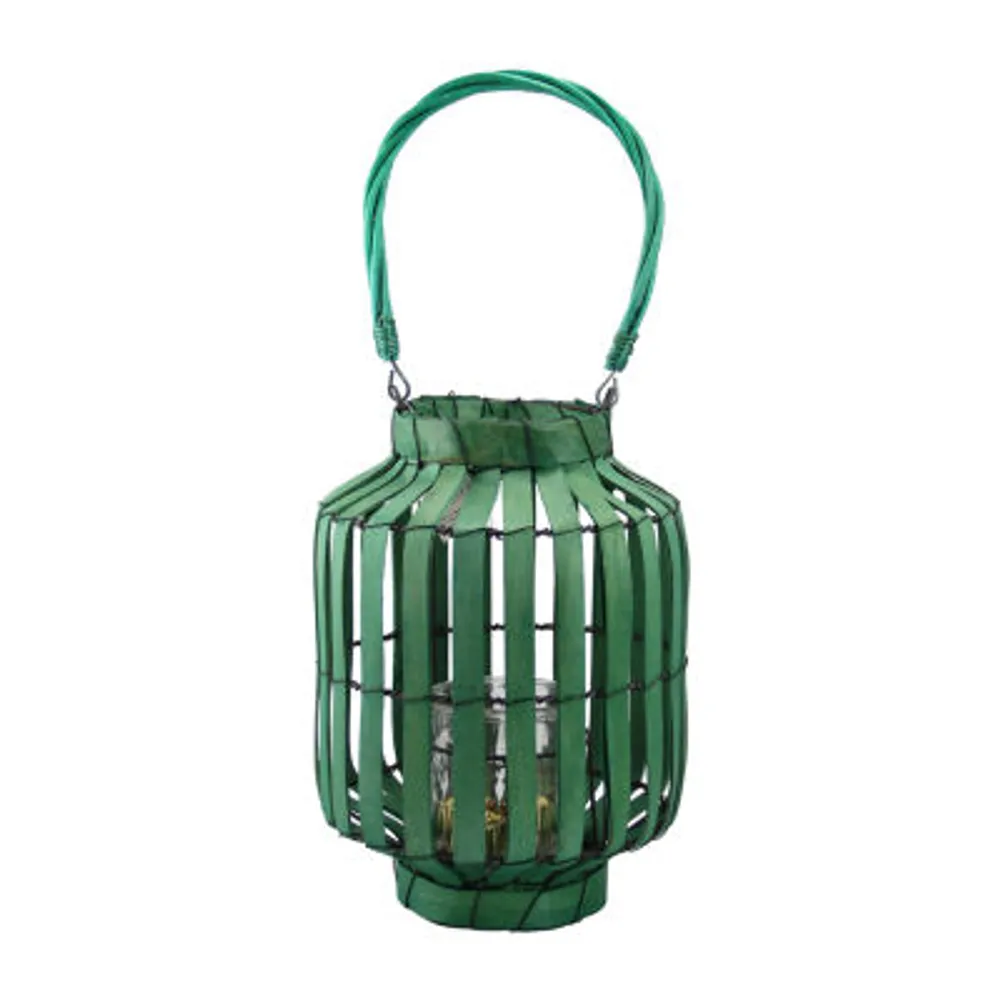 20'' Tropicalia Green Cabana Tiki Bar Votive Candle Holder Lantern