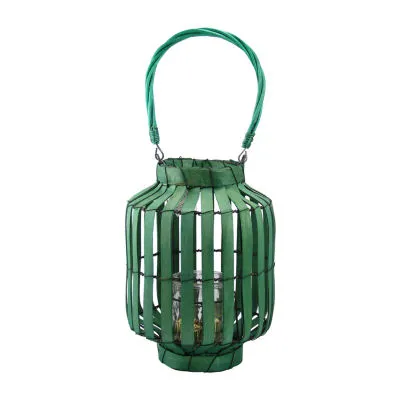 20'' Tropicalia Green Cabana Tiki Bar Votive Candle Holder Lantern