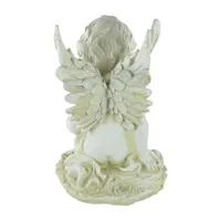 11.5'' Ivory Sitting Cherub Angel with Book Outdoor Patio Garden Statue