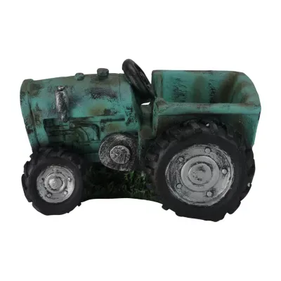 12.25'' Green and Black Distressed Tractor Garden Patio Planter