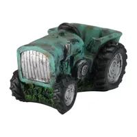 12.25'' Green and Black Distressed Tractor Garden Patio Planter