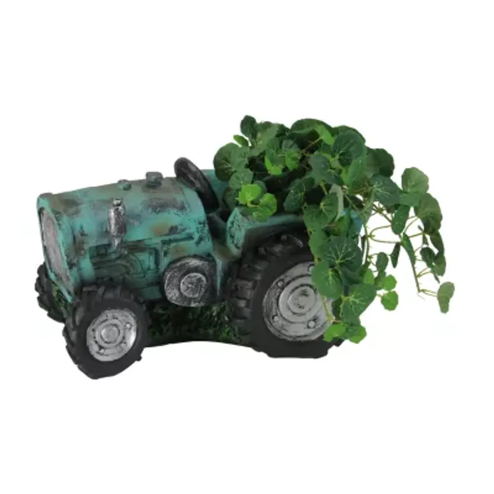 12.25'' Green and Black Distressed Tractor Garden Patio Planter