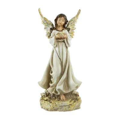 11'' White Serene Angel with Dove Figure