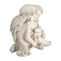 16'' Sitting Cherub Angels with Bow and Heart Outdoor Garden Statue