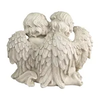 16'' Sitting Cherub Angels with Bow and Heart Outdoor Garden Statue