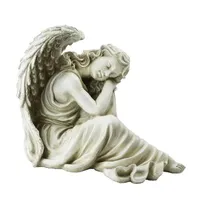 19'' Gray Resting Angel Religious Outdoor Garden Statue