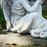 19'' Gray Resting Angel Religious Outdoor Garden Statue