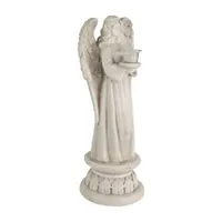 22.5'' Standing Angel with Birdbath Votive Candle Holder Outdoor Garden Statue