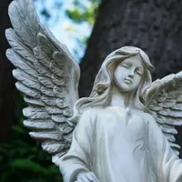 23.25'' Ivory Standing Religious Angel Outdoor Garden Bird Bath or Feeder Statue