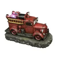 38'' Lighted Red and Black Vintage Fire Truck Outdoor Patio Fountain