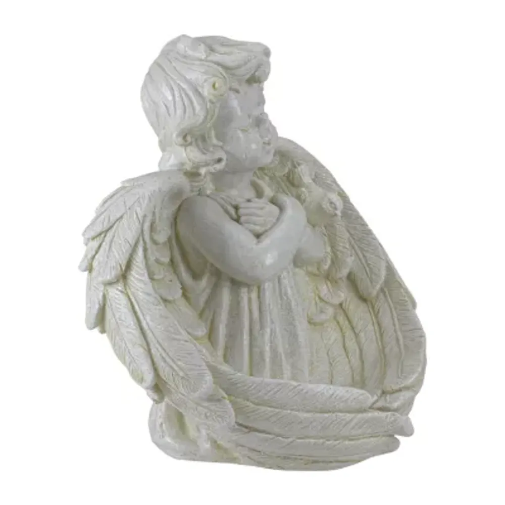 9'' Cherub Angel Wings Bird Feeder Outdoor Garden Statue