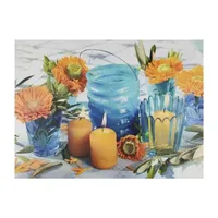 15.75'' LED Flickering Candles and Flowers Glass Candles Canvas Wall Art