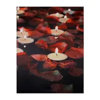 White and Red Rose Petal LED Flickering Canvas Wall Art 15.75" x 11.75"