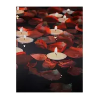White and Red Rose Petal LED Flickering Canvas Wall Art 15.75" x 11.75"