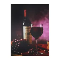 Purple LED Lighted Flickering Wine and Candle Wall Art 11.75" x 15.75"