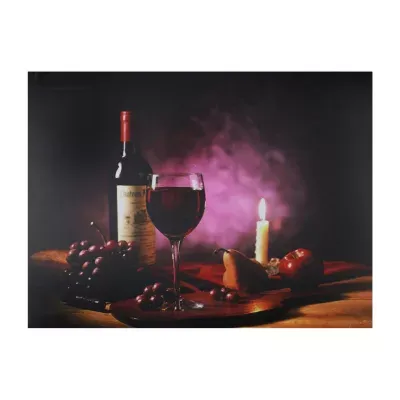 Purple LED Lighted Flickering Wine and Candle Wall Art 11.75" x 15.75"