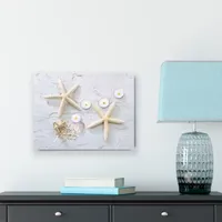 LED Lighted Starfish  Seashell and Tea Light Candles Canvas Wall Art 15.75"