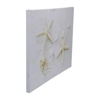 LED Lighted Starfish  Seashell and Tea Light Candles Canvas Wall Art 15.75"