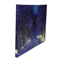 LED Lighted Nighttime in the Woods Winter Scene Canvas Wall Art 15.75"