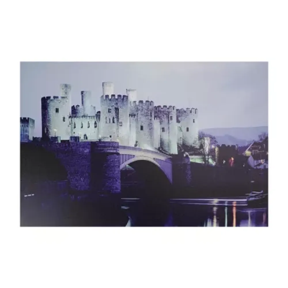LED Lighted Conwy Castle in Wales Scene Canvas Wall Art 15.75'' x 23.5''